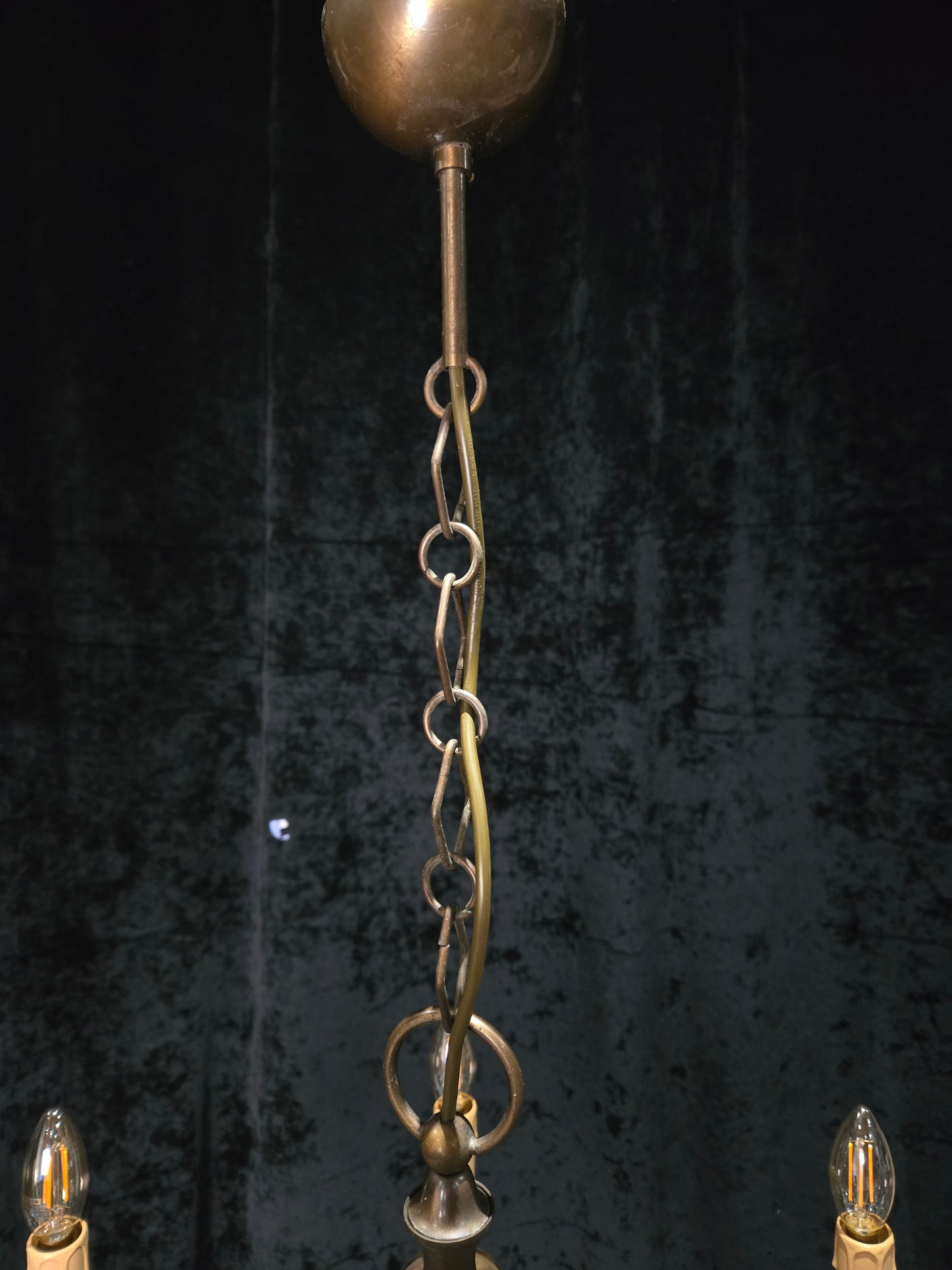 Classical Vintage 6 Arm Brass Flemish Bronze Tone Chandelier Ceiling Light