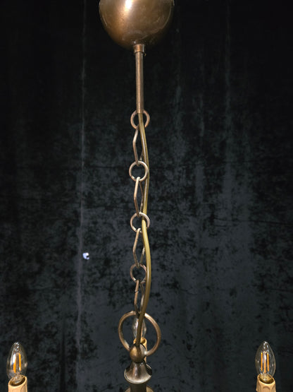 Classical Vintage 6 Arm Brass Flemish Bronze Tone Chandelier Ceiling Light