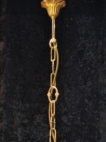 Traditional Antique French 5 Arm 6 Light Crystal Brass Montgolfiere Chandelier