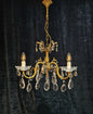 Beautiful Antique French 3 Arm Crystal Brass Leaf Chandelier Ceiling Light