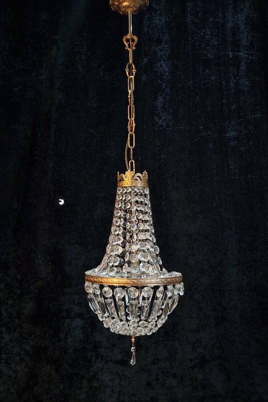 Traditional Vintage Italian 1 Light Gilded on Metal Montgolfiere Chandelier