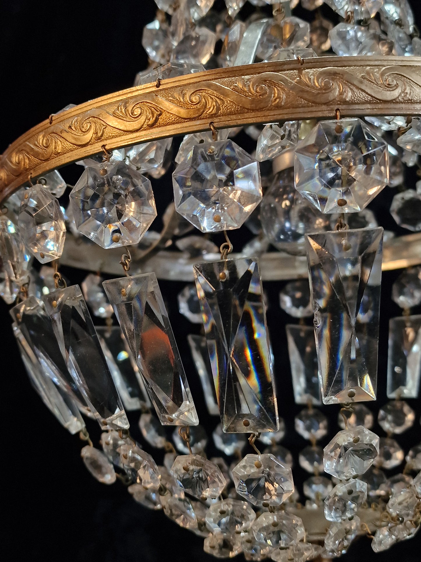 Traditional Vintage Italian 1 Light Gilded on Metal Montgolfiere Chandelier