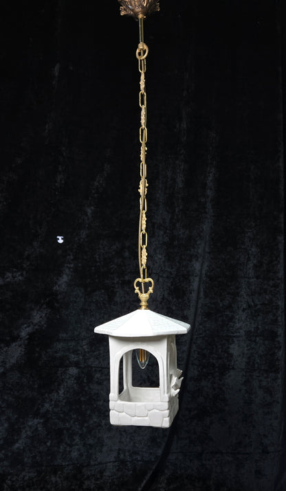 Unique Vintage White Ceramic Doves Hanging Lantern Ceiling LightUnique Vintage White Ceramic Doves Hanging Lantern Ceiling Light