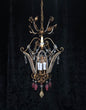 Fabulous Vintage Italian 3 Arm Caged Florentine Flower Crystal Chandelier Light