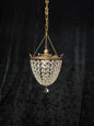 Beautiful Antique French Crystal Bag Brass and Bows Chandelier Ceiling Light