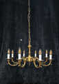 Traditional Heavy Vintage Dutch 8 Arm Brass Gothic Style Chandelier Light