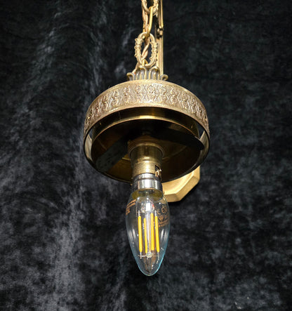 Unique Pair of Vintage Italian Brass Glass Lantern Wall Lights Sconces