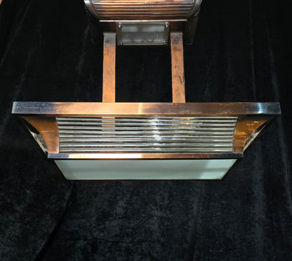 Heavy Antique French Art Deco Henri Petitot Atelier Copper 2 Light Chandelier
