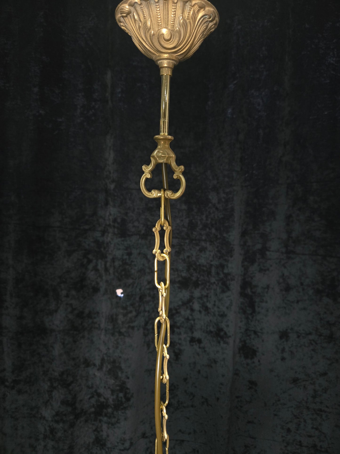 Fabulous Antique French Brass 4 Tier Waterfall Crystal Chandelier Ceiling Light