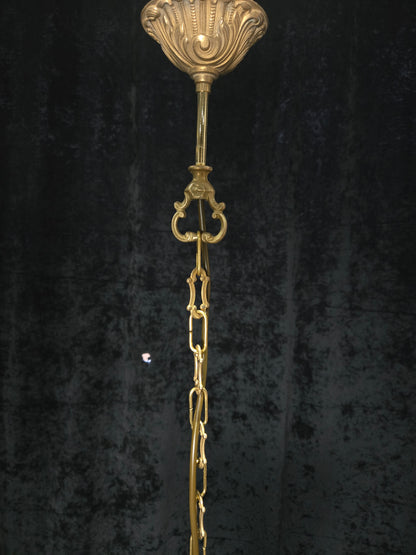 Fabulous Antique French Brass 4 Tier Waterfall Crystal Chandelier Ceiling Light