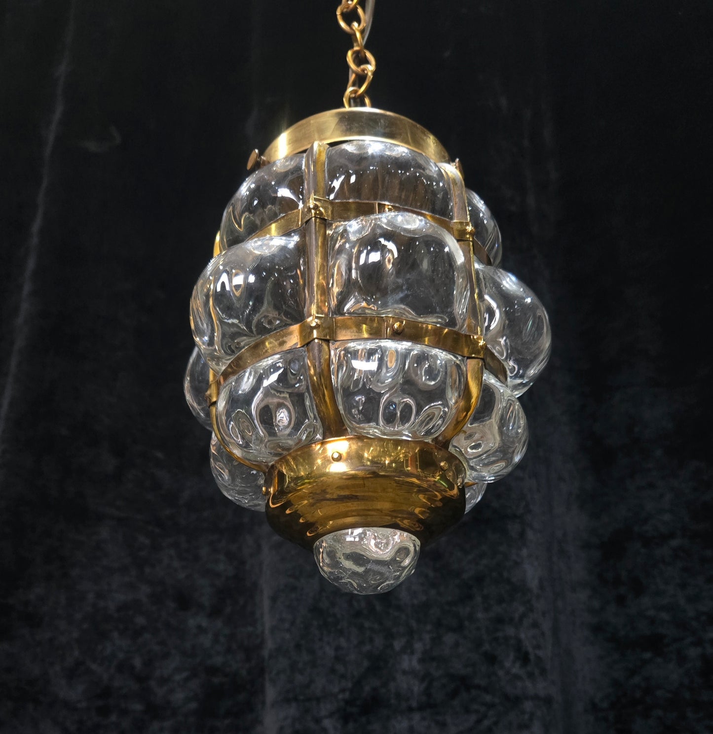 Decorative Murano Glass Antique Brass Bubble Lantern Ceiling Light