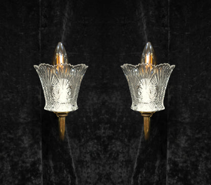 Classical Pair Antique Victorian 1 Arm Brass Swivel Gas to Electric Wall Lights