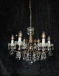 Beautiful Vintage Italian 6 Arm Brass Glass Crystal Chandelier Ceiling Light