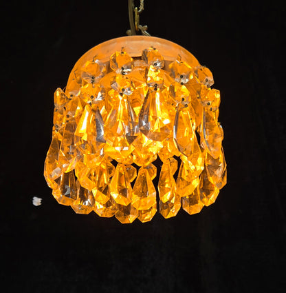Classical Antique Czech 2 Tier Crystal Glass Brass Pendant Light Chandelier