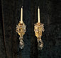 Fabulous Pair Italian Vintage Candle Cherub Brass Crystal Wall Sconces Lights