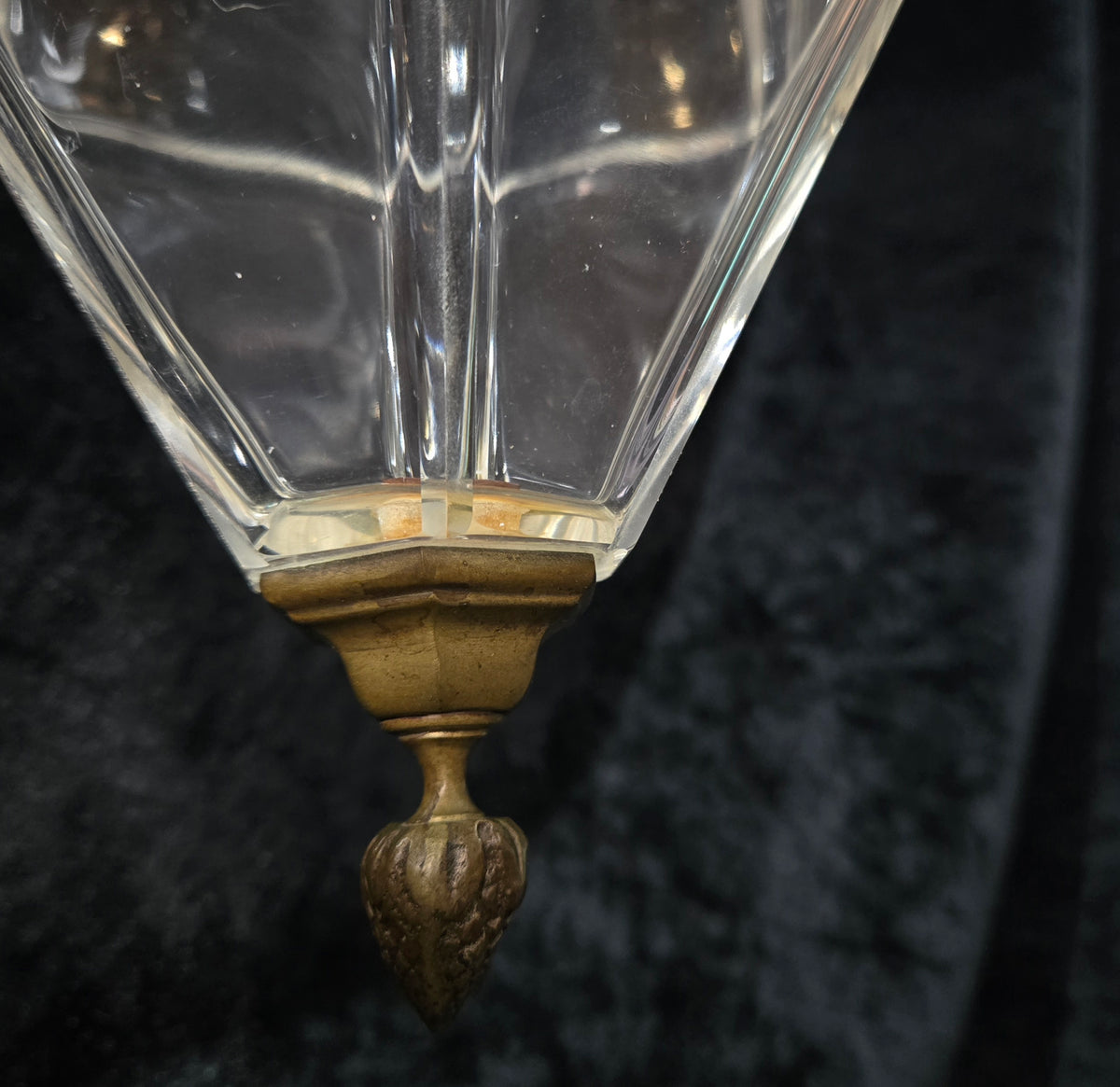 Traditional Vintage French Brass Geometric Clear Glass 1 Light Lantern