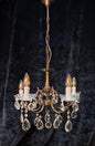 Lovely Elegant Vintage Italian 5 Arm Brass Crystal Chandelier Ceiling Light