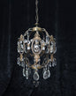Elegant Vintage Italian Large 3 Arm Cage Crystal Brass Chandelier Ceiling Light