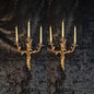 Gorgeous Pair Large 3 Arm Antique French Solid Brass Candle Wall Lights Sconces