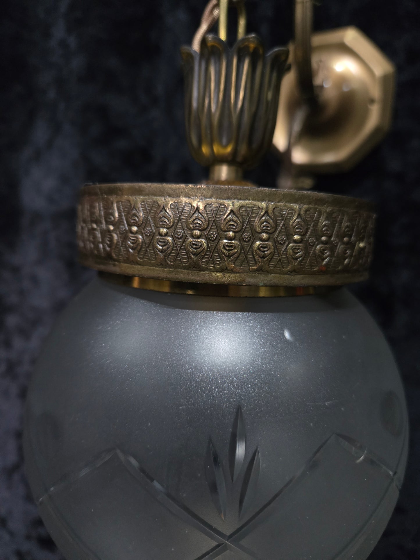Unique Pair of Vintage Italian Brass Glass Lantern Wall Lights Sconces