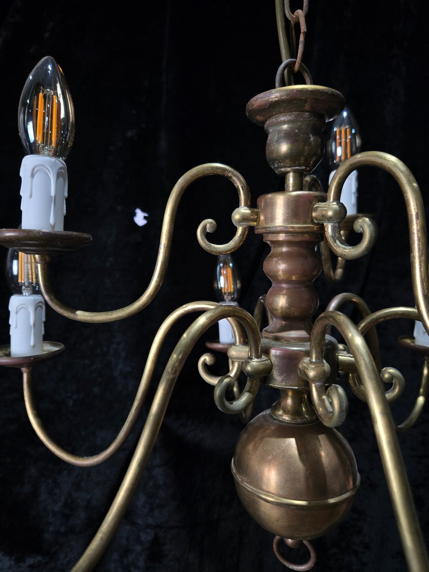 Traditional Antique 9 Arm 2 Tier Brass Flemish Chandelier Ceiling Light