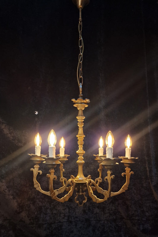 Decorative Heavy Antique Solid Brass Italian Gothic Style Chandelier Light