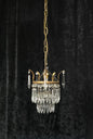 Beautiful Antique French Crystal Waterfall Brass Leaf Chandelier Ceiling Light