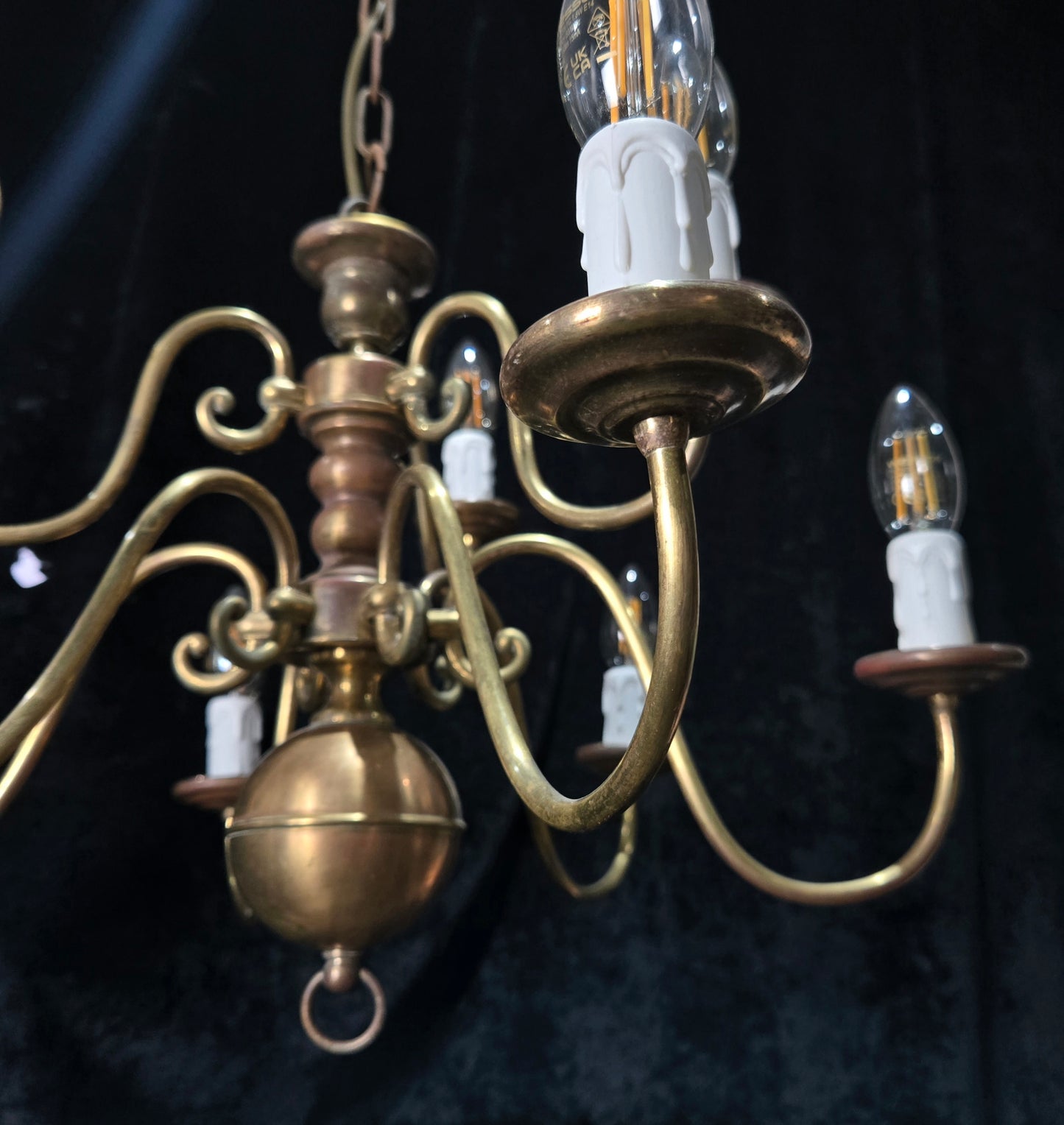 Traditional Antique 9 Arm 2 Tier Brass Flemish Chandelier Ceiling Light