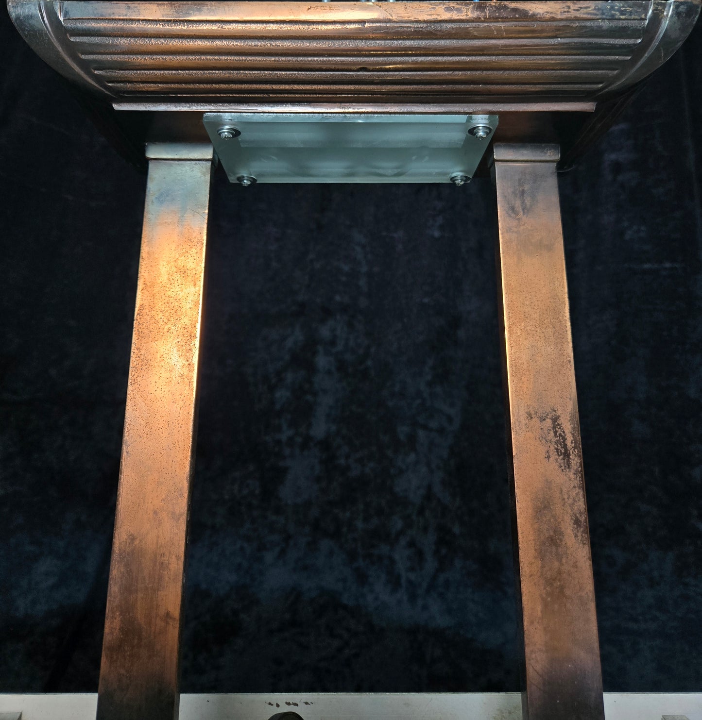 Heavy Antique French Art Deco Henri Petitot Atelier Copper 2 Light Chandelier
