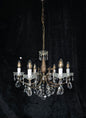 Beautiful Vintage Italian 6 Arm Brass Glass Crystal Chandelier Ceiling Light