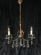 Lovely Vintage Italian 3 Arm Brass and Crystal Chandelier Ceiling Light