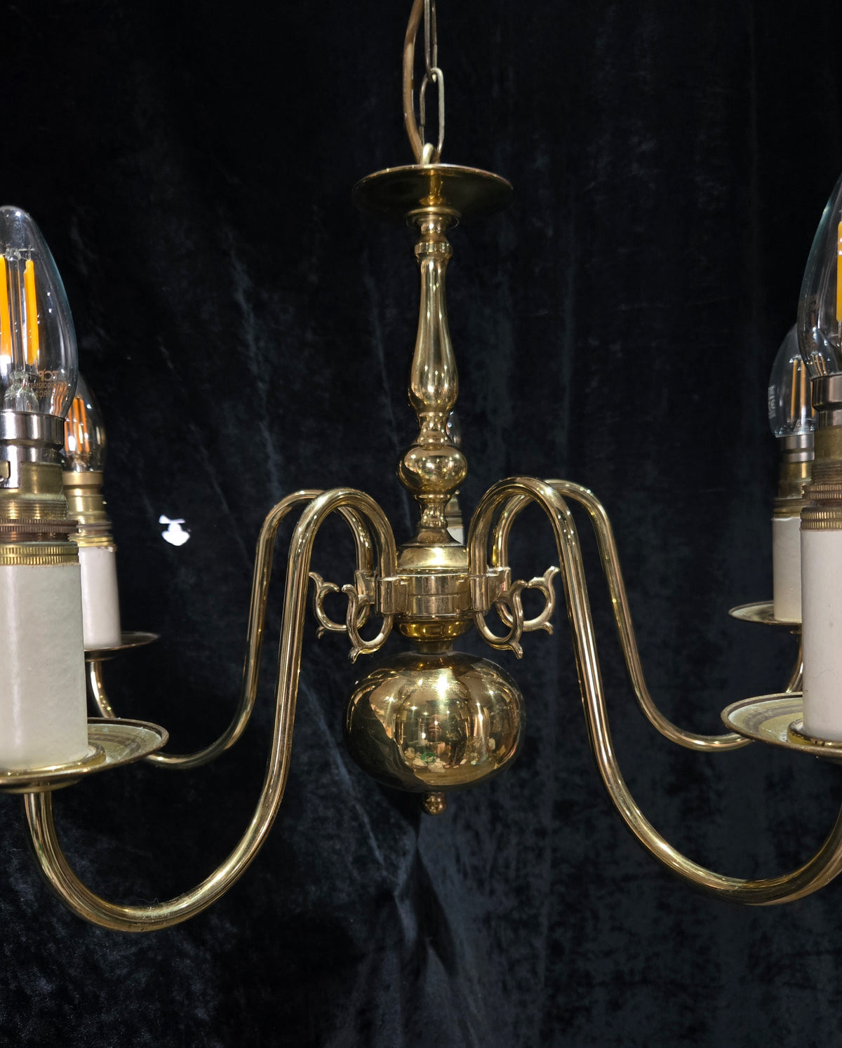 Classical 5 Arm Polished Brass Flemish Chandelier Ceiling Light