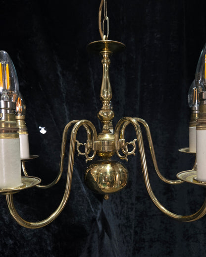 Classical 5 Arm Polished Brass Flemish Chandelier Ceiling Light