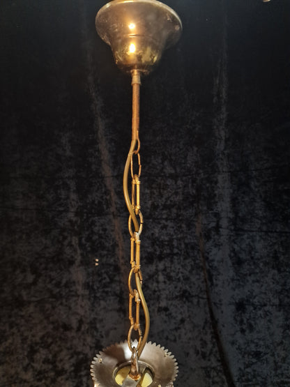 Unique Elegant Vintage Italian 5 Arm Brass and Crystal Mermaid Chandelier Light