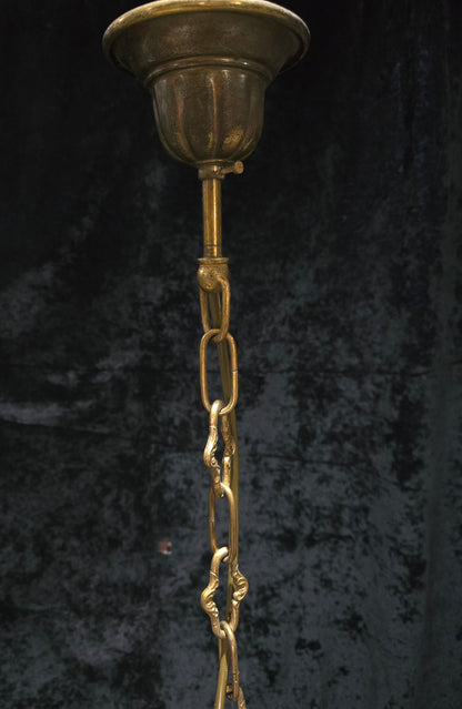 Traditional Vintage French 3 Arm Brass and Crystal Montgolfiere Bag Chandelier