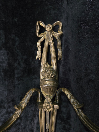 Fabulous Large Pair Antique French Brass 2 Arm Candle Wall Lights Sconces