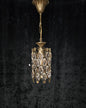 Unique Vintage Italian 1 Light Brass Small Cylinder Crystal Caged Chandelier