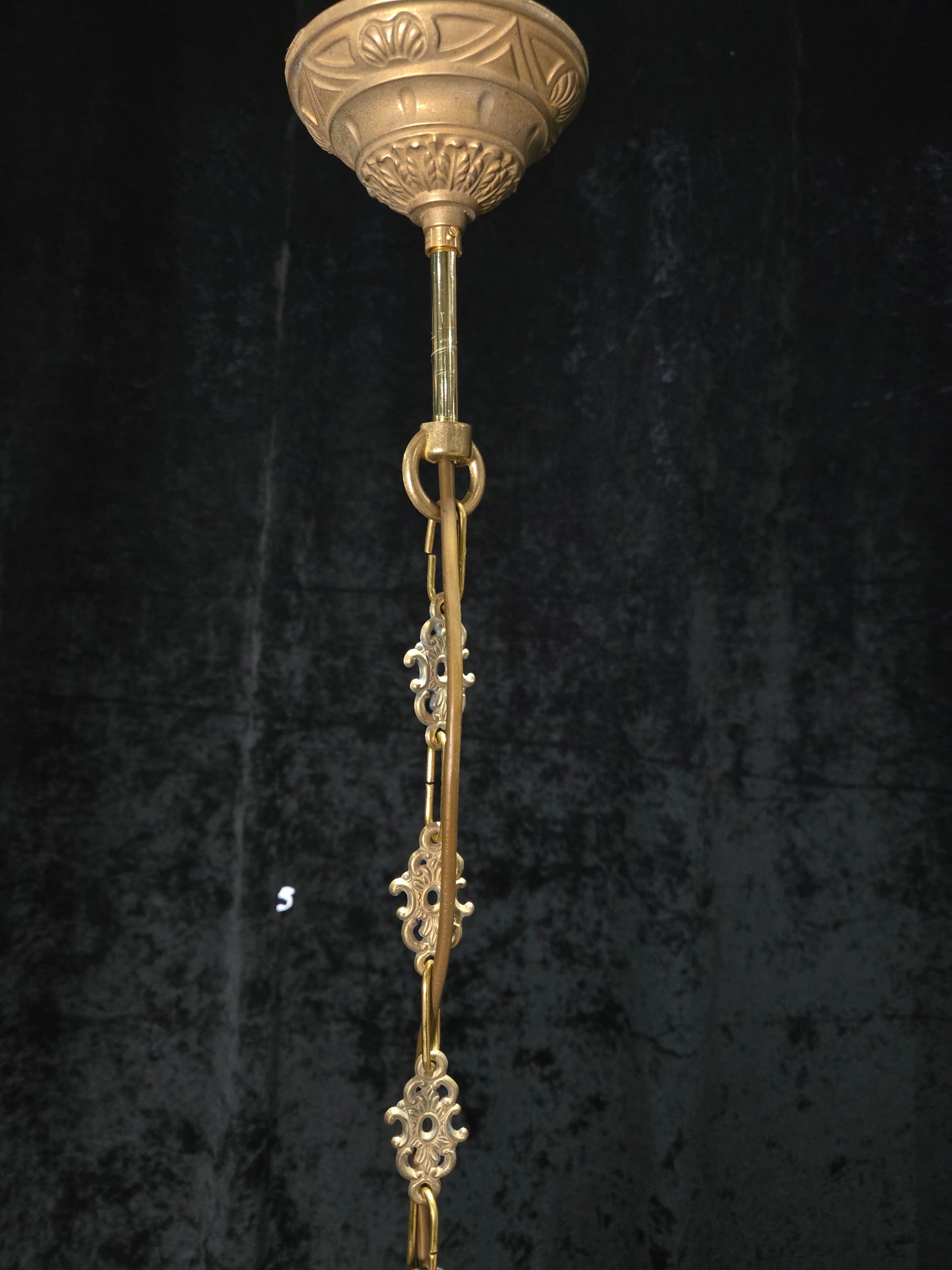 Fabulous Antique French Empire Style Brass Crystal Bows Chandelier Ceiling Light