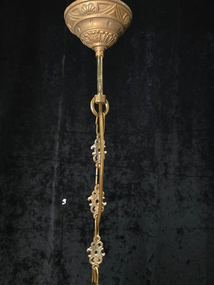 Fabulous Antique French Empire Style Brass Crystal Bows Chandelier Ceiling Light