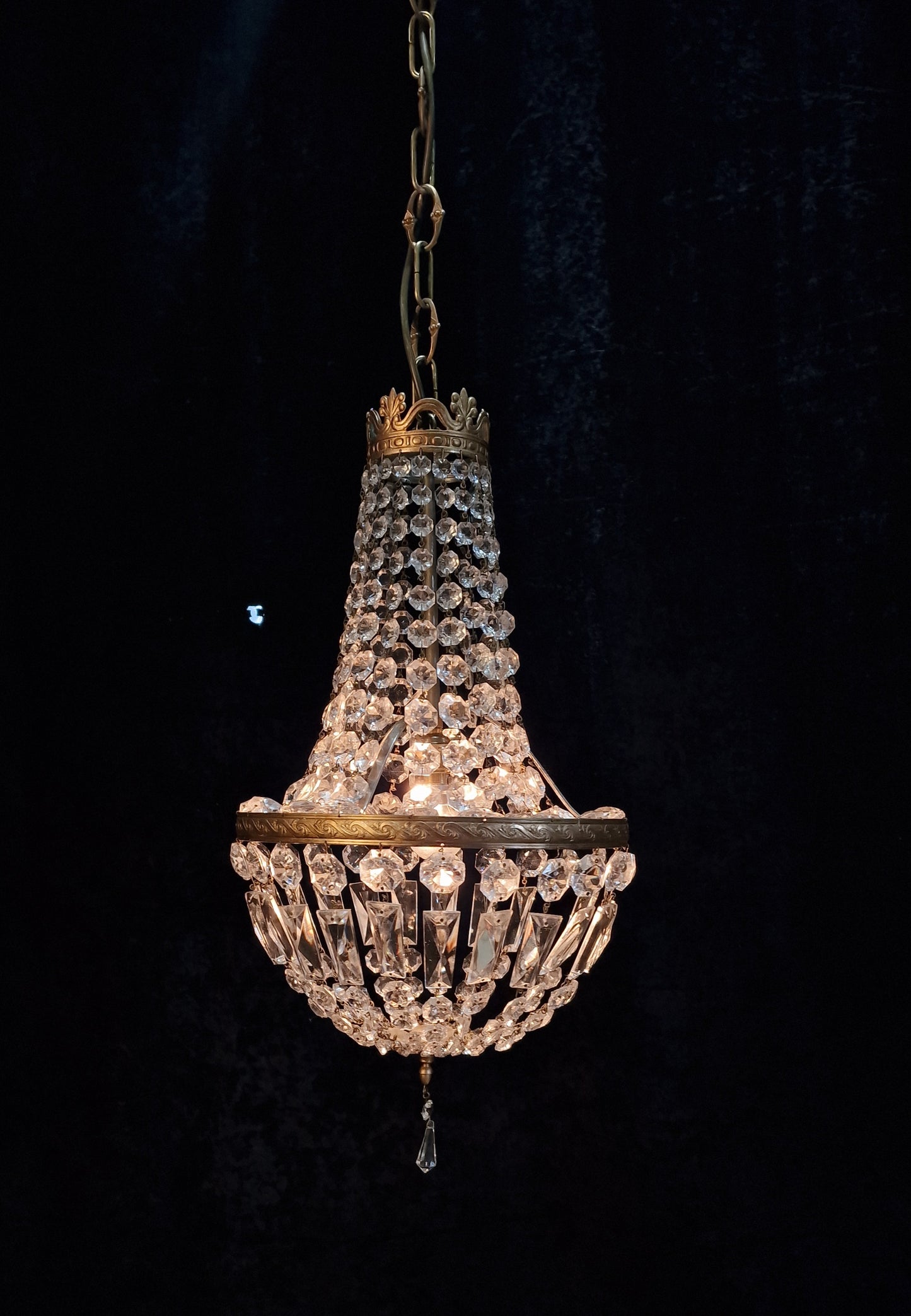 Traditional Vintage Italian 1 Light Gilded on Metal Montgolfiere Chandelier