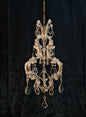 Gorgeous Vintage French Tall 1 Light Brass Glass Marie Therese Cage Chandelier