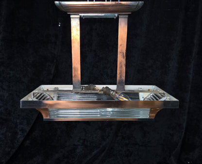 Heavy Antique French Art Deco Henri Petitot Atelier Copper 2 Light Chandelier