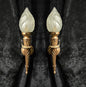 Decorative Pair Vintage Italian Gilded Torchere Wall Lights Sconces Flame Shades