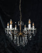 Traditional Vintage French 6 Arm Brass Crystal Glass Chandelier Ceiling Light