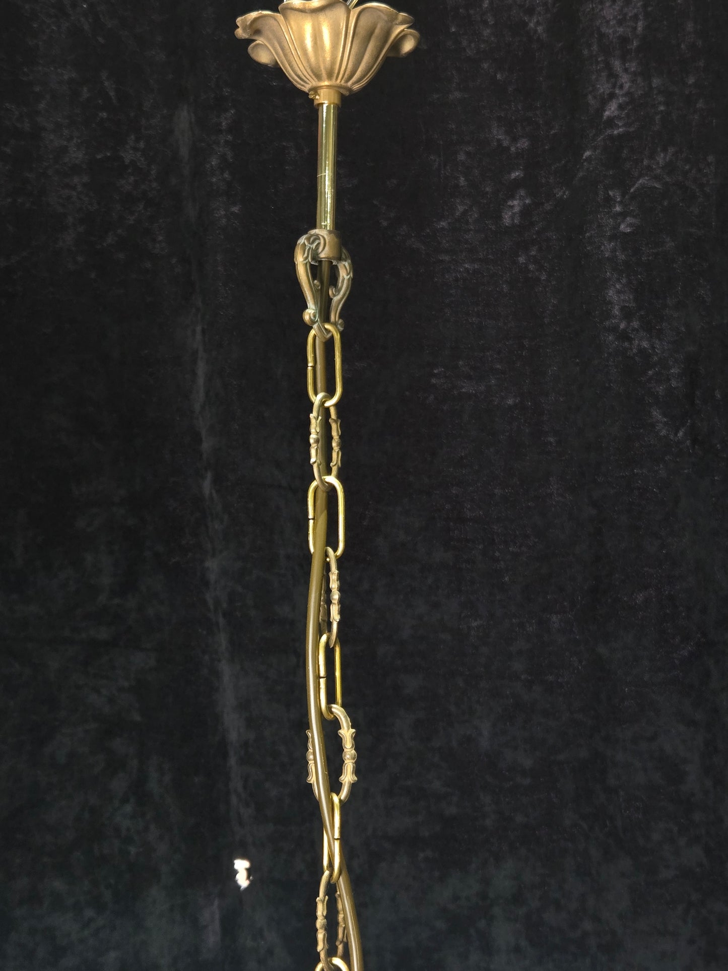Beautiful Antique French Crystal Waterfall Brass Leaf Chandelier Ceiling Light