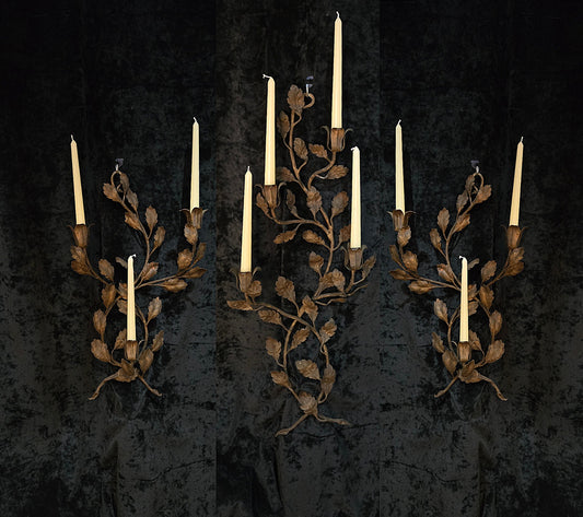 Fantastic Trio of Large Antique Wrought Iron Florentine Italian Candle Sconces