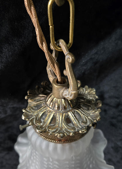 Fabulous Vintage French 3 Light Cherub Brass and Spelter Chandelier with Shades