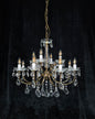 Classical Vintage Italian 8 Arm 12 Light Brass Crystal Chandelier Ceiling Light