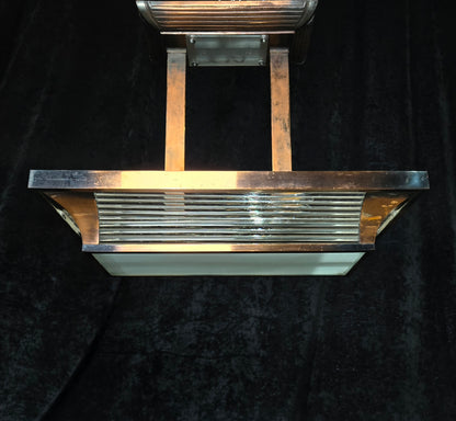 Heavy Antique French Art Deco Henri Petitot Atelier Copper 2 Light Chandelier