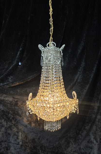 Fabulous Antique French 1 Light Montgolfiere Crystal Chandelier Ceiling Light